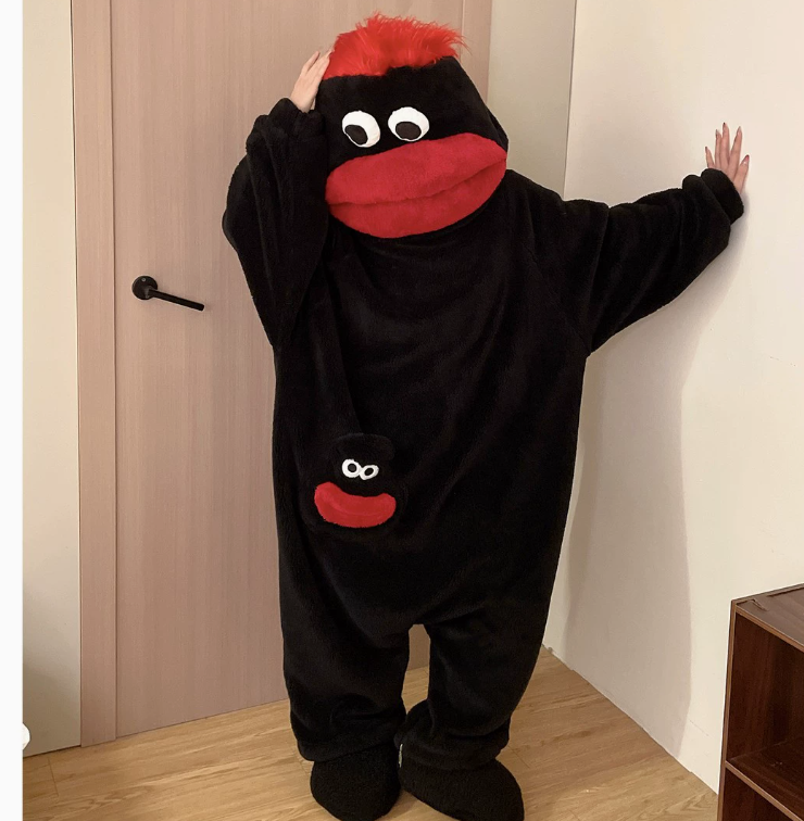 Personalized Funny Googly Eye Monster Frog Onesie with Name, Hooded Wearable Blanket Pajamas, Oversized Plush Fleece Adult Loungewear, Cozy Gag Gift