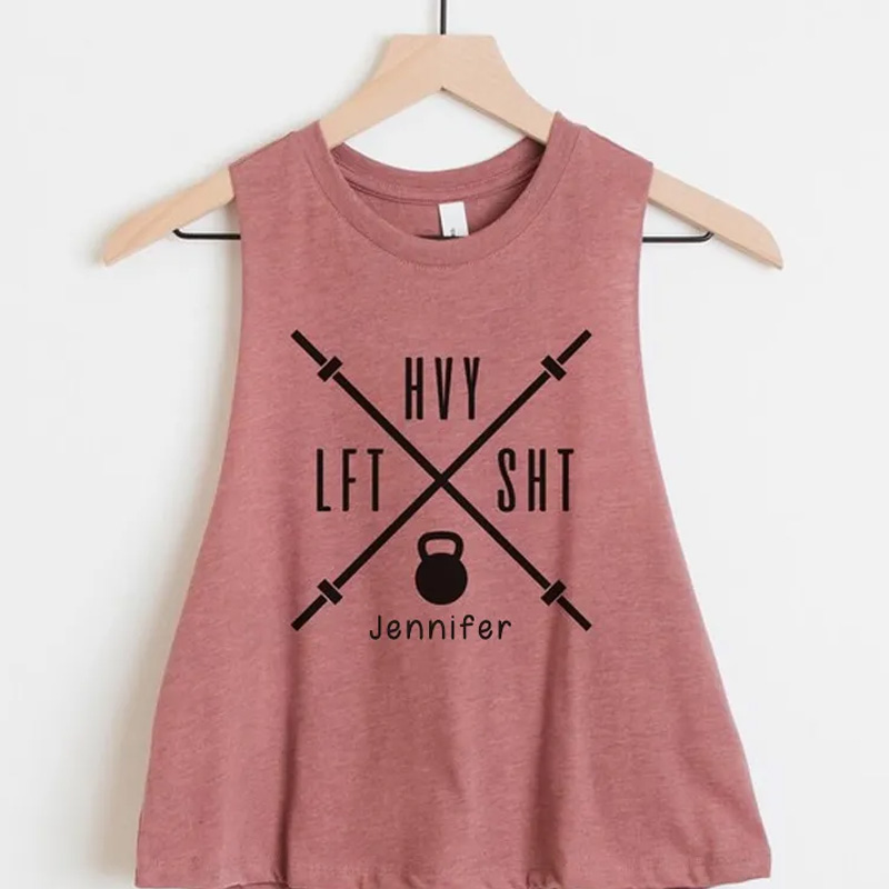Personalized Lift Heavy Sht Cropped Gym Tank Tops Funny Workout Crop Top for Women Minimalist Shirt for Weightlifting or Fitness Motivation Gym Lover