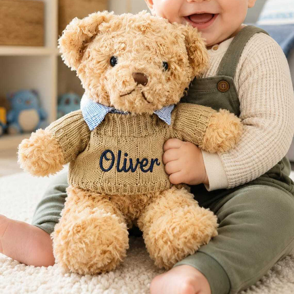Personalized Embroidered Teddy Bear Plush with Name Baby Shower Gift Newborn Keepsake Birthday Gift