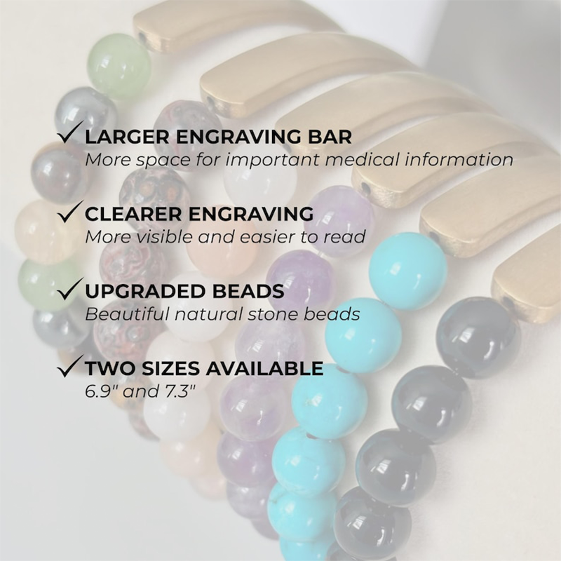 Personalized Medical Alert Bracelet, Engraved ID Bracelet for Diabetes, Allergy, Epilepsy, Emergency Medical Jewelry Gift for Women