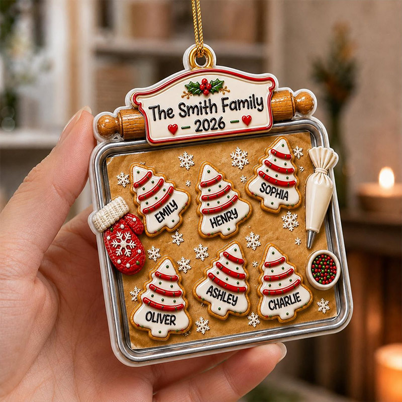 Personalized Family Christmas Cookie Tray Ornament Custom Names Graphic 3D Print Acrylic Baking Keepsake Family Gift for Parents 2026