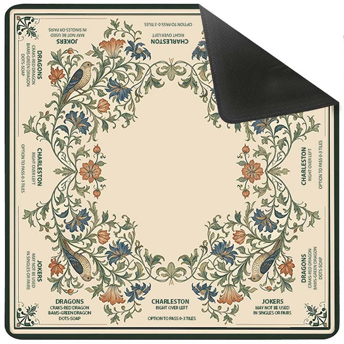 American Mahjong Mat and Bag with William Morris Inspired Birds and Flowers