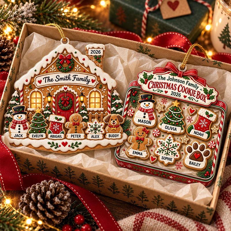 Personalized Family Gingerbread Christmas Ornament 2026 Custom Gingerbread Cookie Ornament with Pets Names Family Holiday Keepsake Gifts