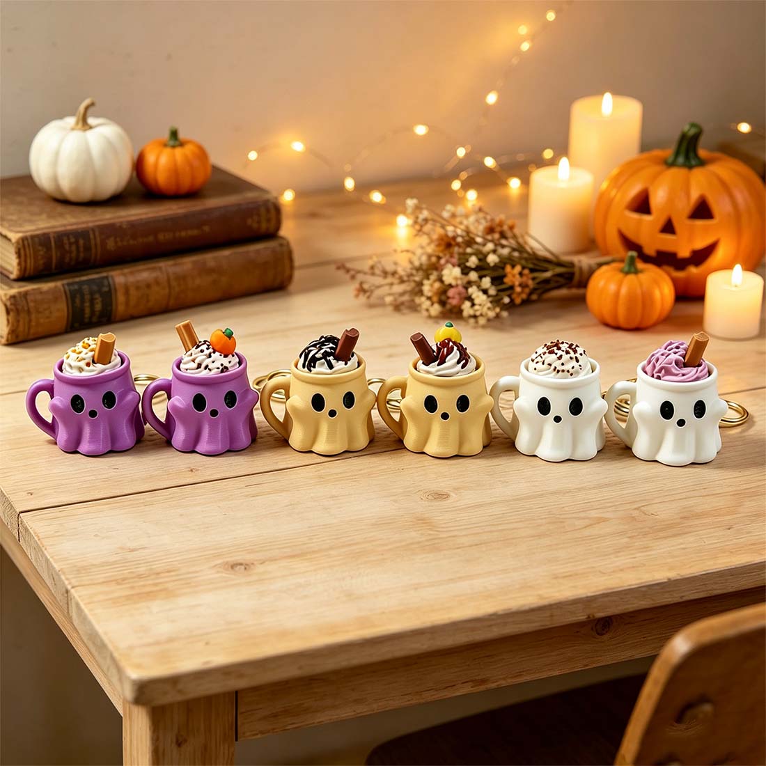 Ghost Ice Cream 3D Printed Keychain Halloween Mug Keyboard Pressing Charm