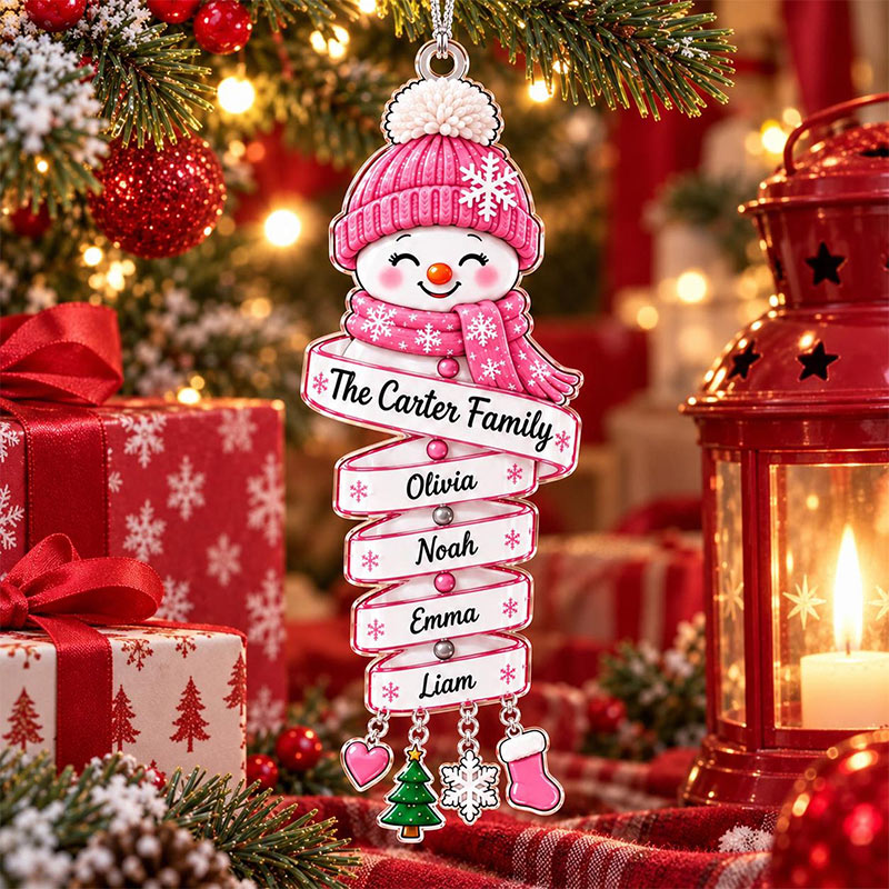 Personalized Snowman Family Acrylic Ornament Custom Family Name Christmas Keepsake 2026 Snowman Kids Ornament Family Holiday Gift