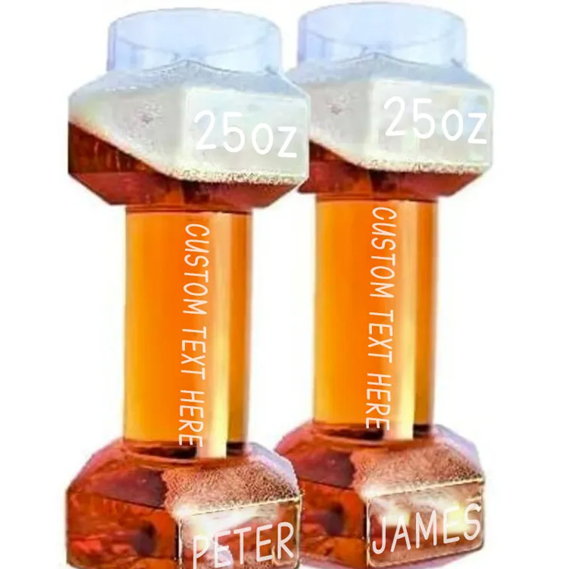 Personalized Dumbbell Beer Glass Funny Beer Mug for Men Workout Coach Gym Lover