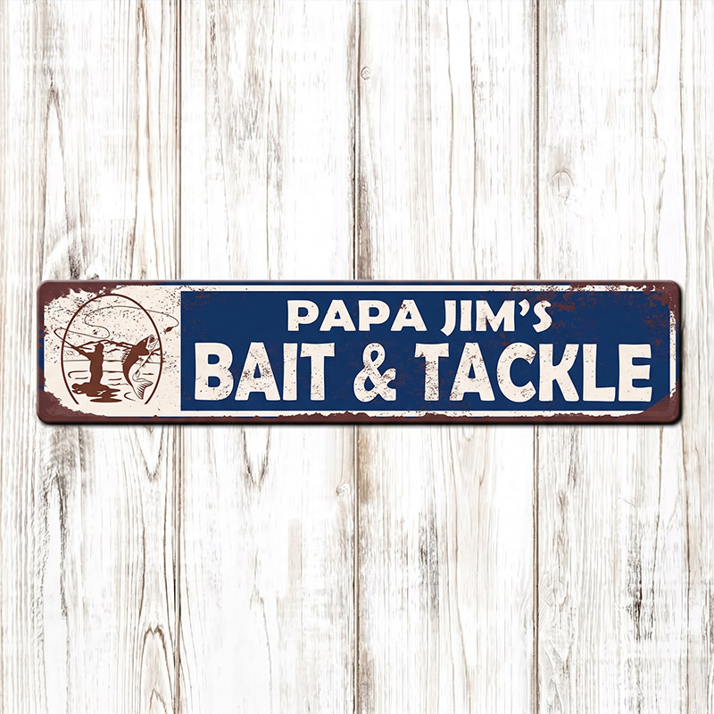 Personalized Fishing Bait and Tackle Sign for Uncle Aunt Papa Family Custom Bait Shop Sign Fishing Gift Tackle Room Sign Fisherman Gift  Aluminum Sign