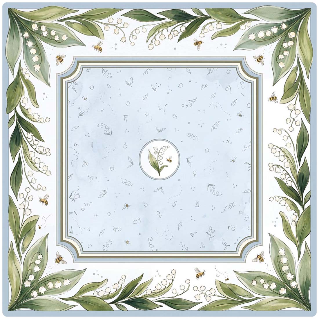 The Lily of the Valley Mahjong Mat Bee & Botanical Floral Mahjong Mat