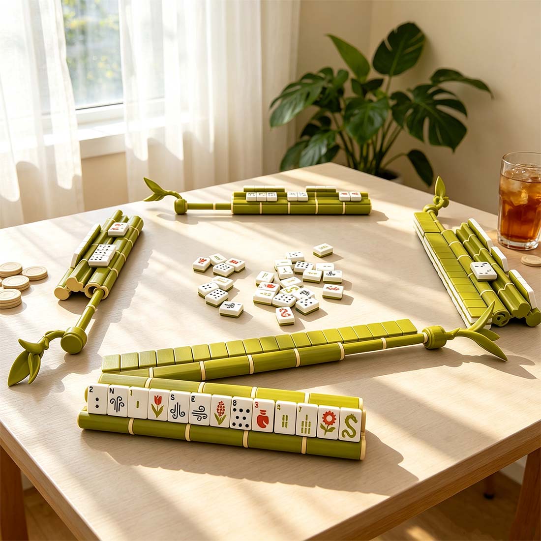 Lucky Bamboo Mahjong Racks 3D Printed Bamboo Racks