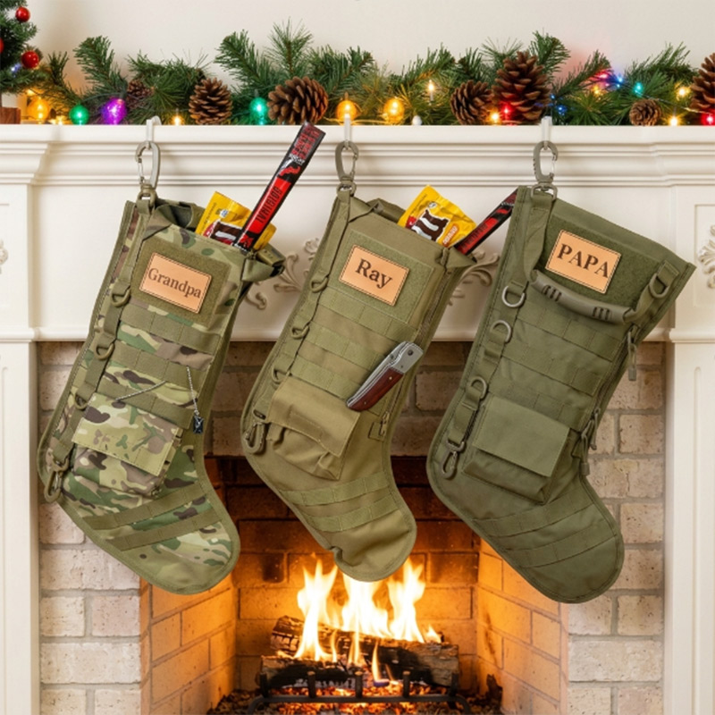 Custom Tactical Christmas Stocking for Papa Christmas Gift for Family The First Responder Military Member Outdoor Lovers