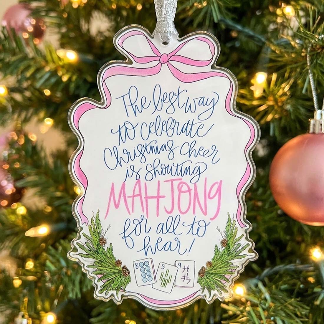 Mahjong Christmas Ornament Funny Holiday Tree Decoration for Mahjong Lovers Gift for Mahjong Players