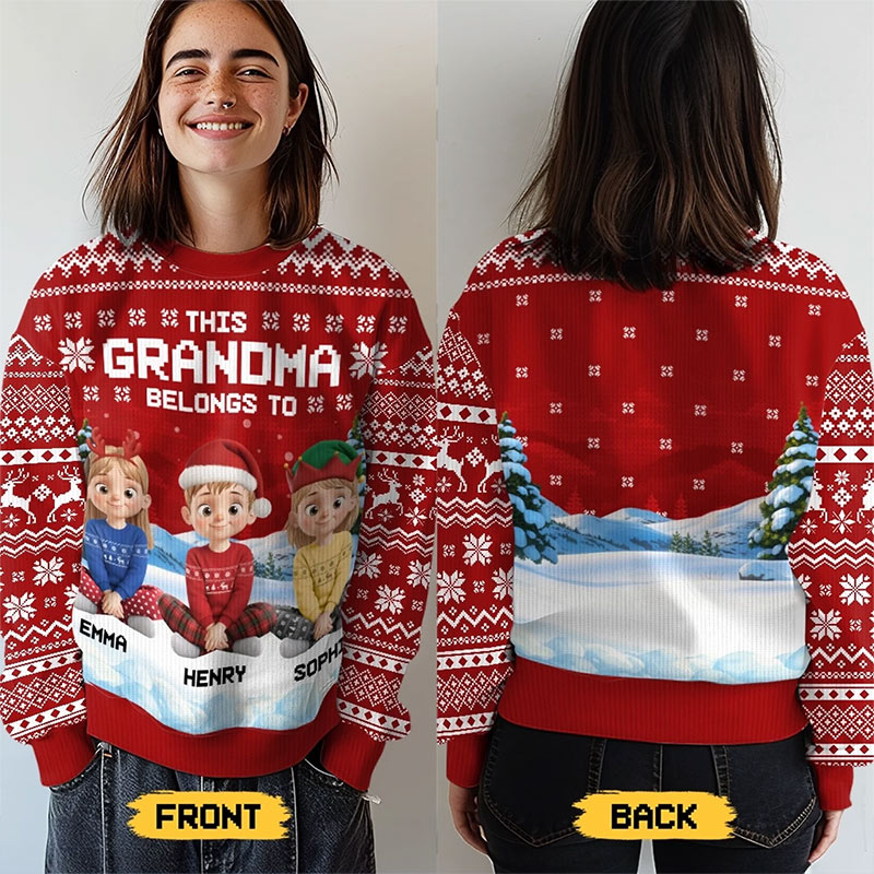 Personalized Ugly Sweatshirt This Grandma Belongs To Custom Christmas Birthday Gifts For Mom Grandma Joyful Hearts Gather This Christmas