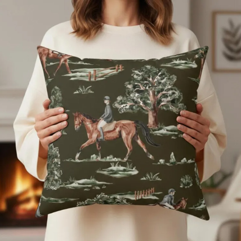Personalized Horse Lover Gift Rustic Home Accessory Farmhouse Pillows Horse Girl Western Style Country Living Room Decor Equestrian Bedroom Throw Cushion for Riding Lovers Equestrian Lovers