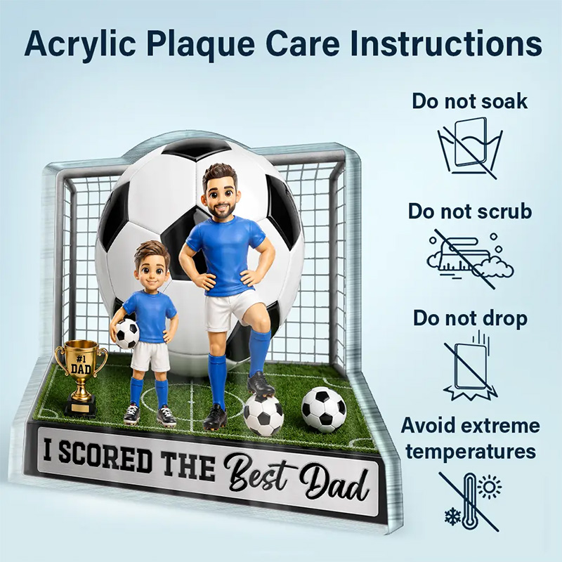 Personalized Photo Toybox Figure We Scored The Best Dad  Custom Shaped Acrylic Plaque Gift for Dad Soccer Lover Gifts