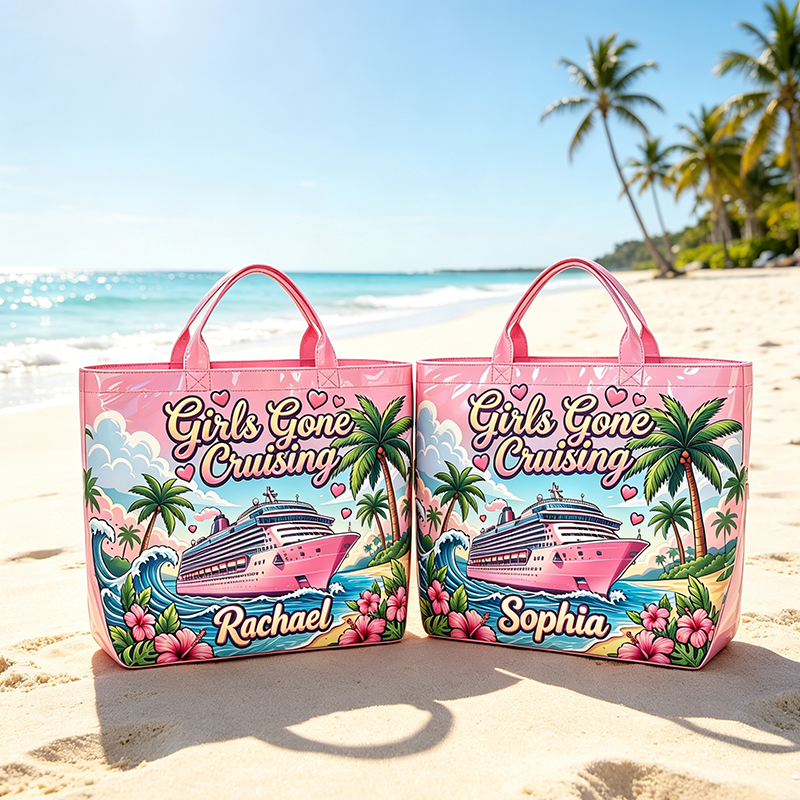 Personalized Girls Gone Cruising Tote Bag Waterproof Tote Bag Custom PVC Pool Bag Bridesmaid Gift Future Bride Tote Reusable Shopper Bag