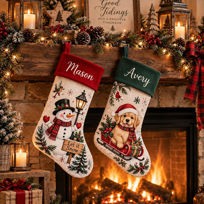Personalized Christmas Stocking With Name Custom Family Stocking Santa Stocking Holiday Fireplace Decor Christmas Gift For Family