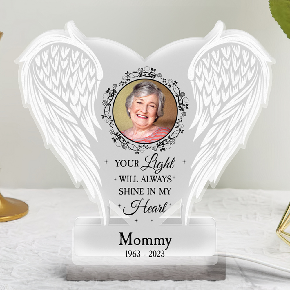 Personalized Shape Photo Light Box Your Light Will Always Shine In My Heart Memorial Gift