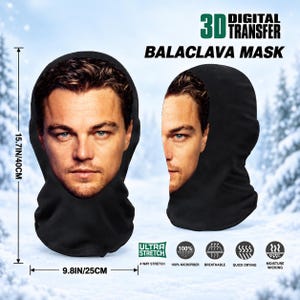 Funny Face Pets Ski Mask, Personalized Ski Balaclava Mask, Novelty Face Mask for Snowboarding, Gift for Ski Lovers