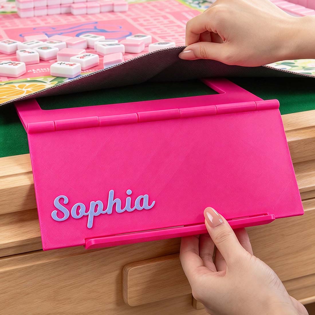 Personalized 3D Printed Multicolor Foldable Table Mahjong Card Holder with Name