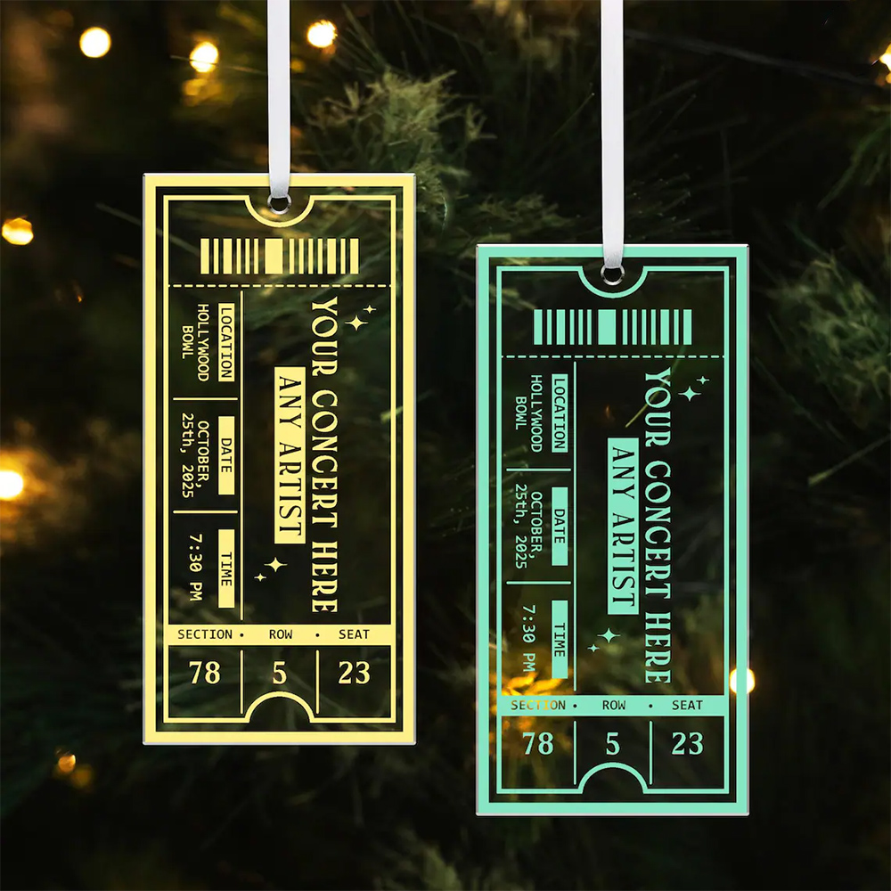 Personalized Concert Ticket Ornament Custom Acrylic Music Keepsake Gifts for Friends Music Lover Gift