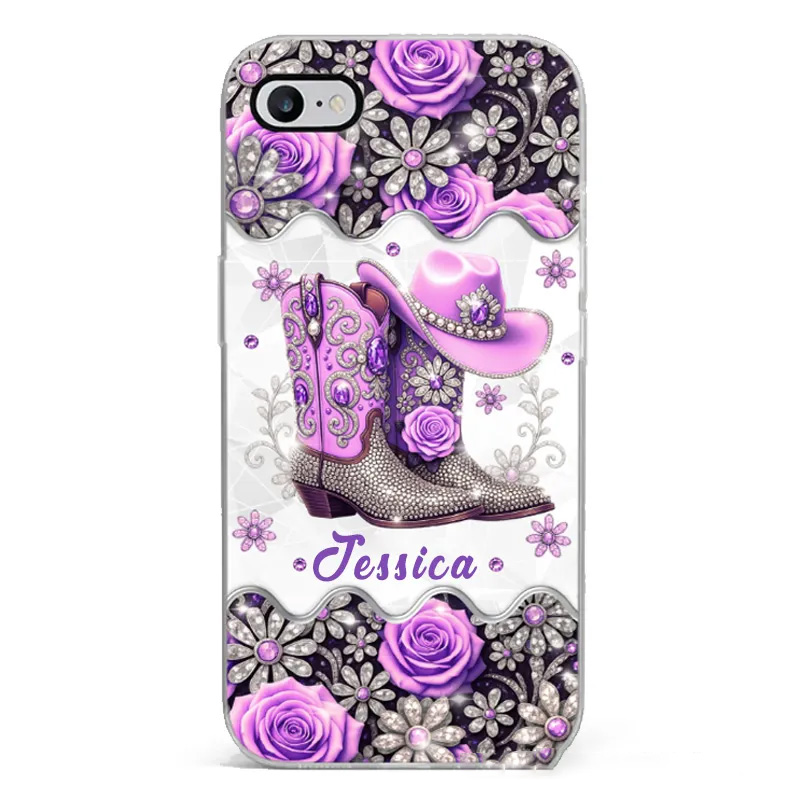 Personalized Cowgirl Gifts Bling Boots Babe Phone Case with Name Horse Racing Birthday Gift for Riding Lovers Equestrian Lovers Unique Style Phone Cases