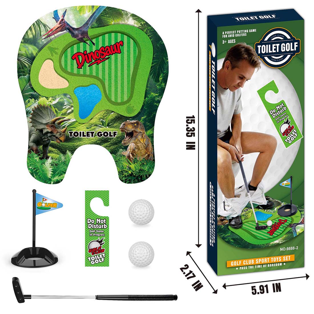 Toilet Golf Mini Game Set Funny Bathroom Putting Green Golf Toy Kit Novelty Gag Gift for Golf Lovers