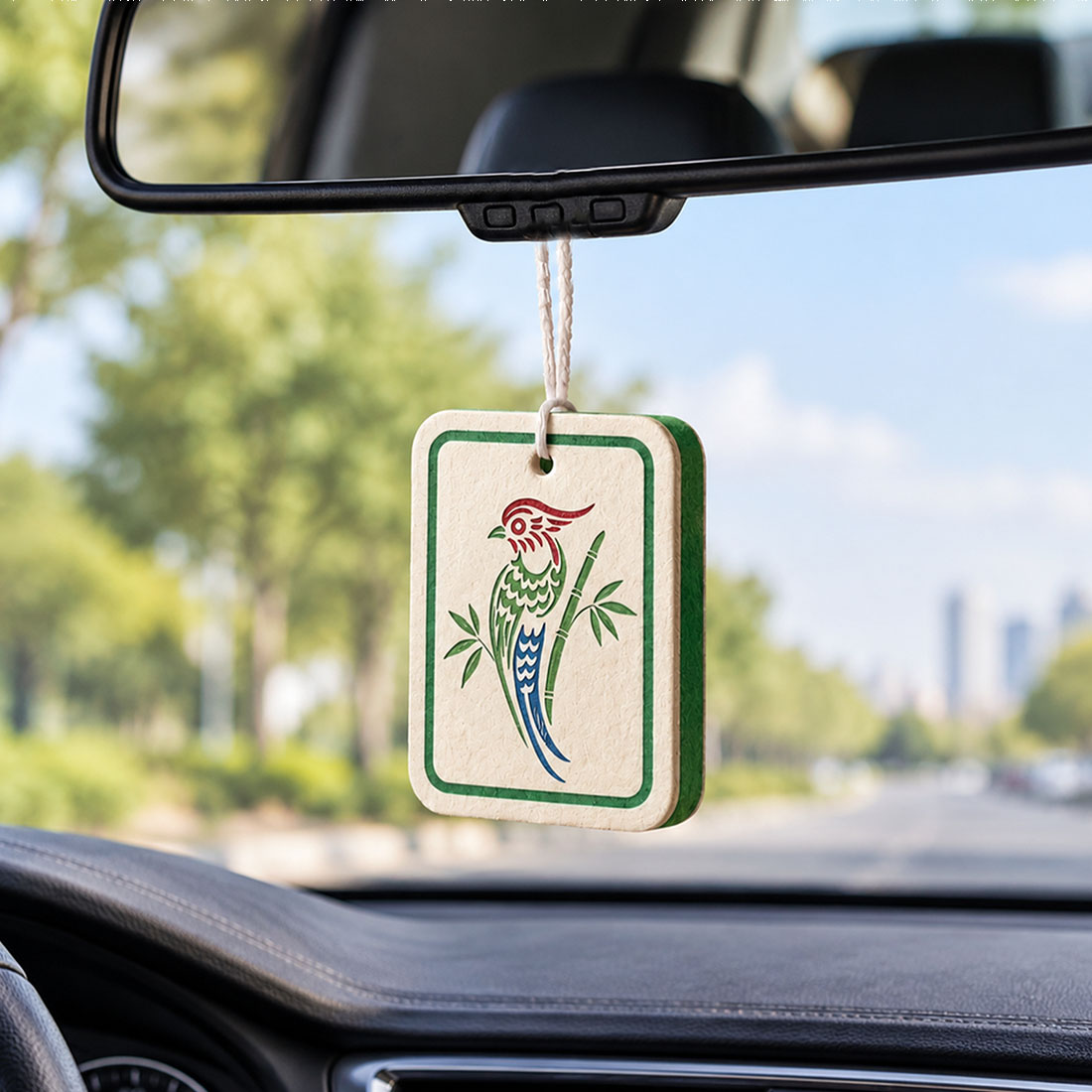 Mahjong Tiles Shaped Hanging Car Air Freshener Car Rear View Mirror Scent Ornament Gift for Mahjong Lover