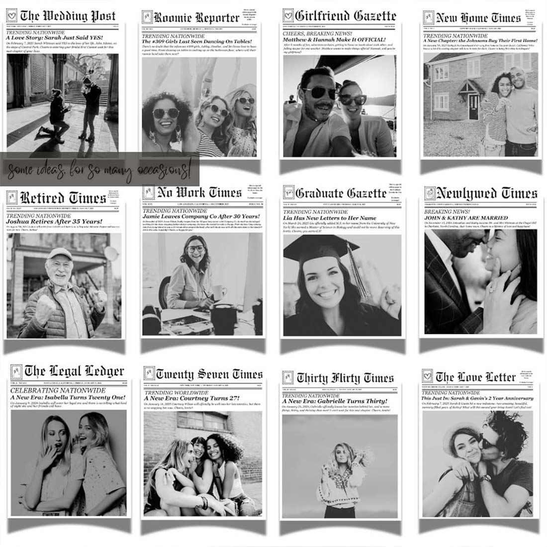 Personalized Newspaper Wine Label Custom Photo Gift for 21st 30th Birthday Anniversary Engagement Wedding Retired
