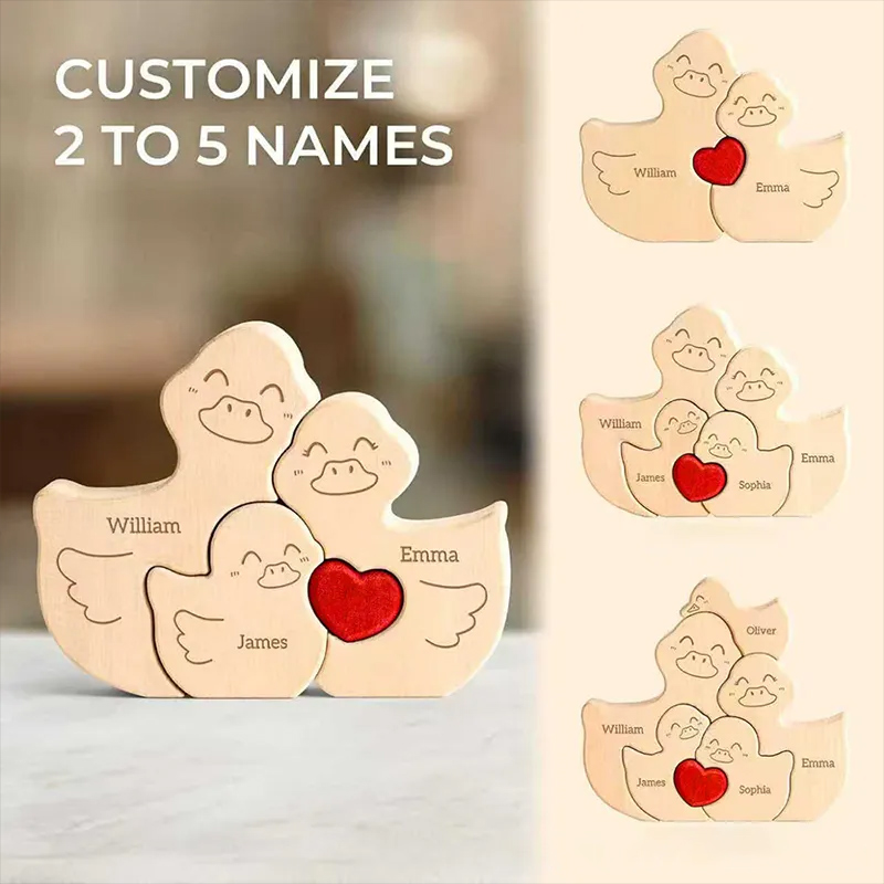 Personalized Wooden Duck Family Puzzle for Family Keepsake Gifts Mothers Gifts for Mom Kids Grandma Wife Daughter