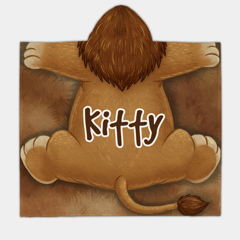 Personalized Adorable Tiger Lion Hooded Blanket Custom Name Imaginative Practical Fun Gift for Kids Indoor Outdoor