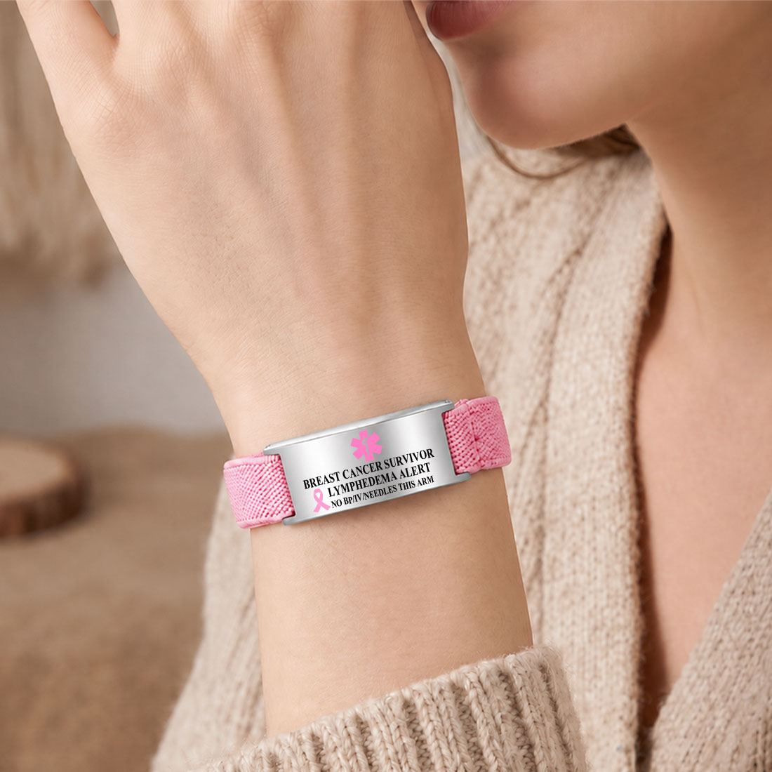 Personalized Lymphedema Medical Alert Bracelet Medical Information Gift for Breast Cancer Diabetic Allergy Epilepsy 