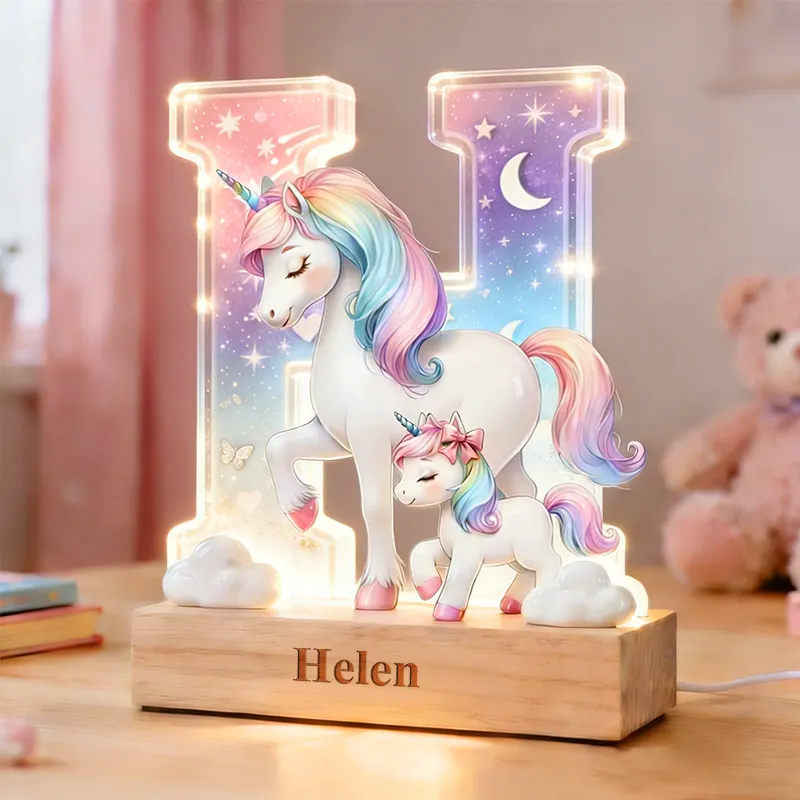 Personalized Horse LED Night Light Custom Graphic 3D Print 26 Letter Lamp for Room Decor Unique Birthday Gift for Girls Bedroom Decoration