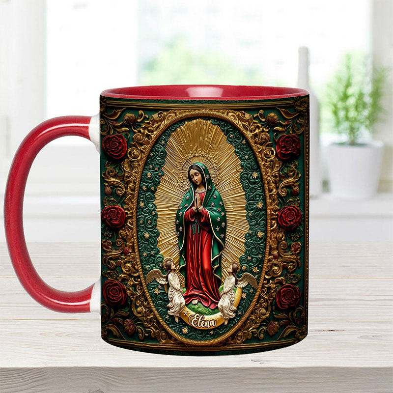 Personalized Our Lady of Guadalupe Ceramic Mug with Name Religious Inspirational Gift Catholic Gift for Women