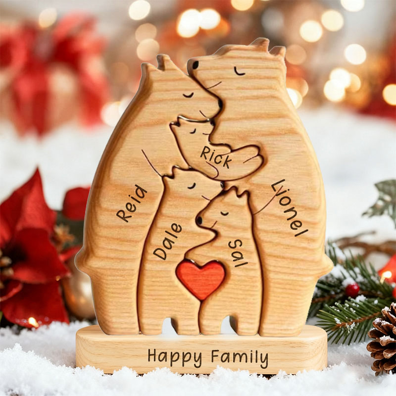 Personalized Wooden Bear Family Puzzle Mothers Day Gift Family Christmas Gift Keepsake Family Ornament Gift for Parents Gift for Mum Housewarming Gift