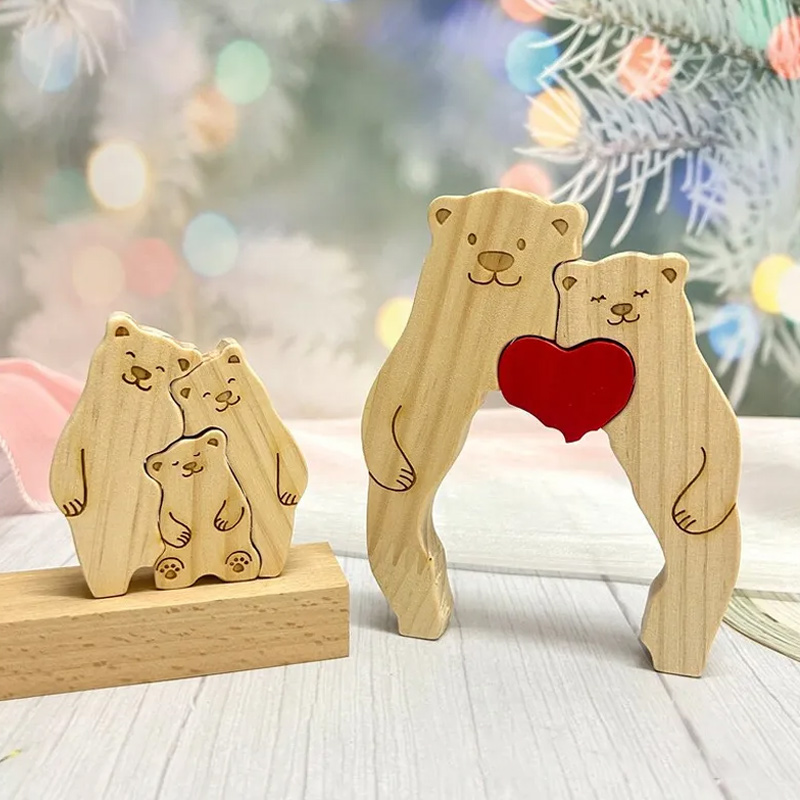 Personalized Wooden Bear Family Puzzle Wooden Hugging Bears With Heart Engraved Custom Name Family Puzzle Family Anniversary Gifts Housewarming Gift