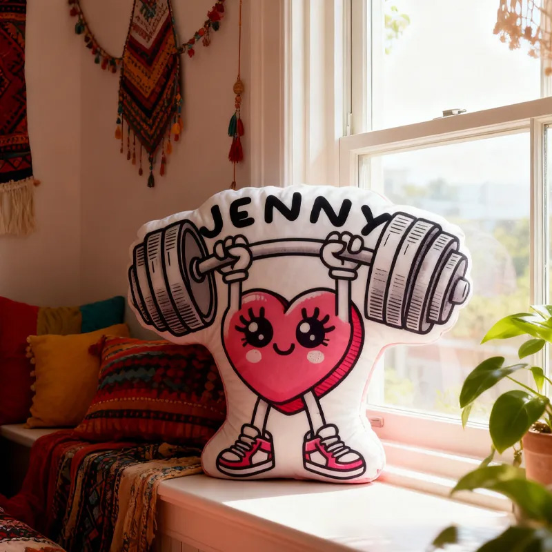 Personalized Fitness Heart Pillow Graphic 3D Print Trainer Fitness Planner Decoration Letter Pillow Exercise Sport Gym Sublimation Design Lift Heavy Shit Gym Rat Weightlifting Pillow for Kids Gym Lovers