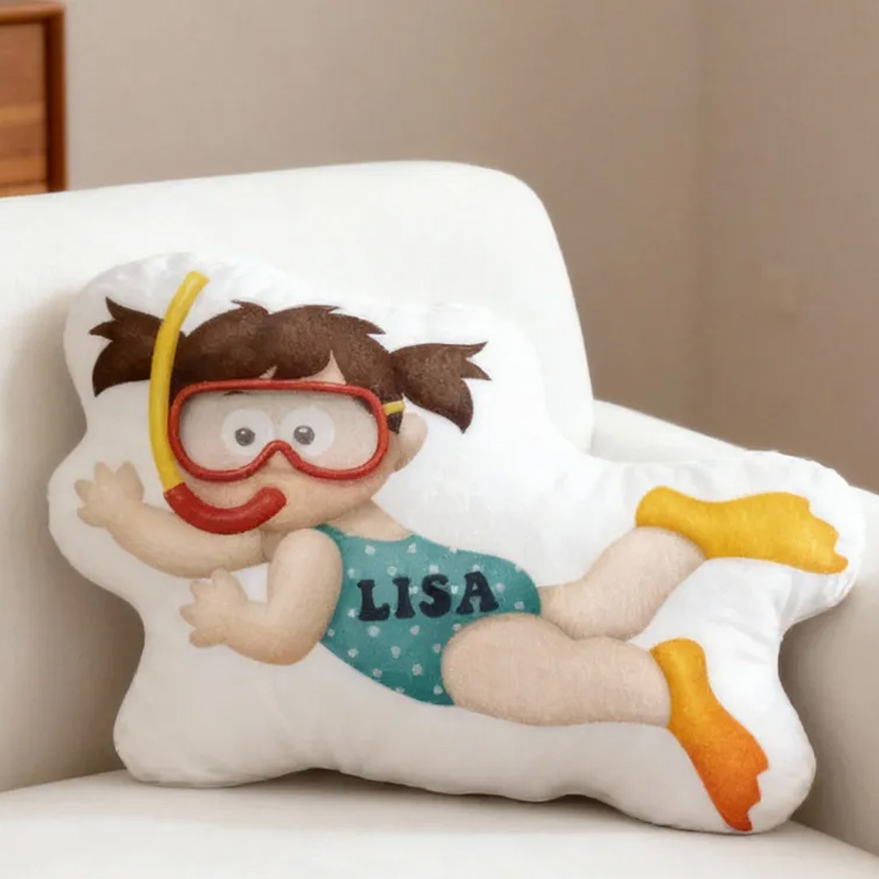 Personalized Diving Pillow Throw Pillow Graphic 3D Print Swimming Fitness Decoration Pillow Exercise Sport Pillow Female Swimmer Holiday Gift Custom Swim Pool Keepsake for Kids or Teens Swimming Lovers