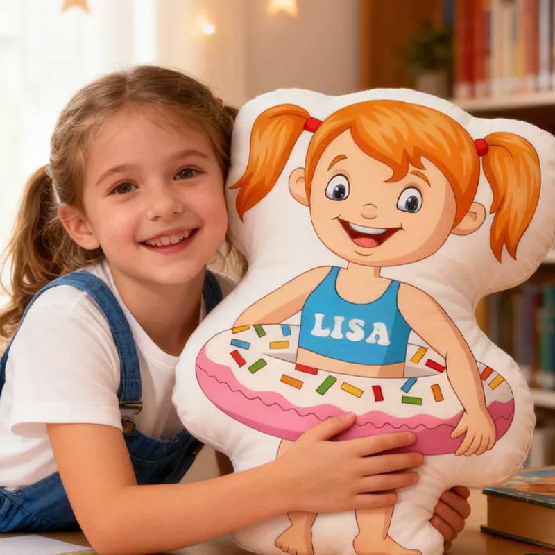 Personalized Swimming Ring Donut Pillow Throw Pillow Graphic 3D Print Swimming Fitness Decoration Pillow Exercise Sport Pillow Female Swimmer Holiday Gift Custom Swim Pool Keepsake for Kids or Teens Swimming Lovers