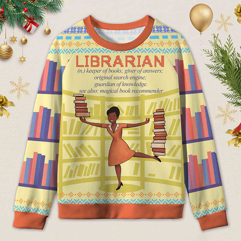 Personalized Book Lover's Dream Job Ugly Sweater Holiday Gift for Librarians