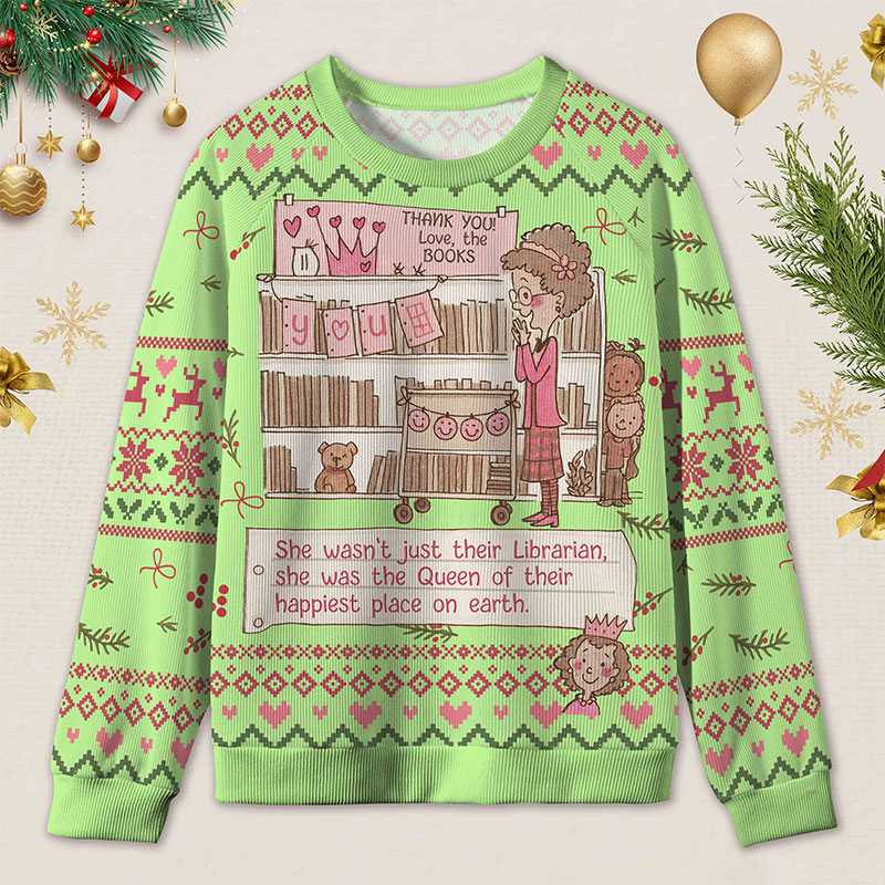 Personalized Heartwarming Librarian Compliments Ugly Sweater Holiday Gift for Book Lovers