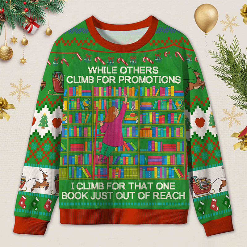 Personalized Book Passion Ugly Sweater Office Holiday Party Gift for Librarians