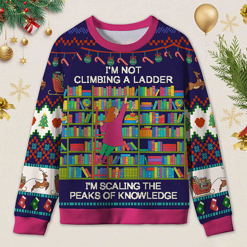 Personalized Knowledge Explorer Ugly Sweater Office Holiday Party Gift for Librarians