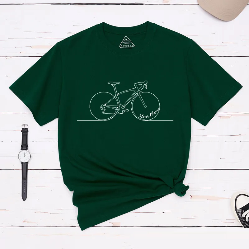Personalized Minimalist Bicycle T-Shirt with Elegant Line Art for Outdoor Adventures Riding Cycling Biking Enthusiasts