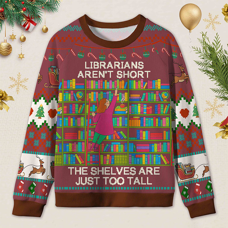 Personalized Shelf Crawler Funny Ugly Sweater Office Holiday Party Gift for Librarians
