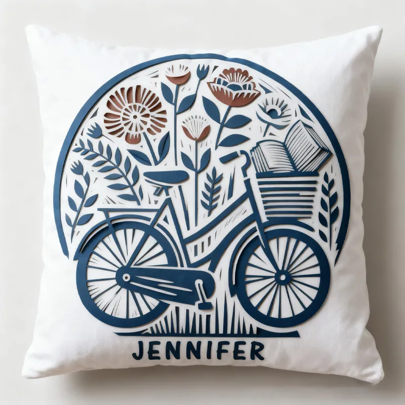 Personalised Floral Book Lover Bike Cushion Pillow for Biker Cycling Riding Lovers
