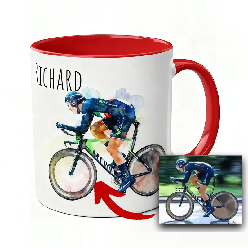 Personalized Custom Photo and Name Cycling Coffee Mug Bicycle Lover Mug Cyclist Gift Mountain Biker Gift Cycling Gift Bike Gift Bicyclist Mug