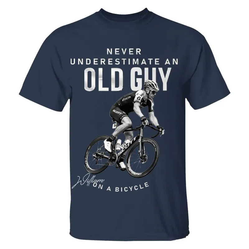 Personalized Cycling Classic T-shirt Photo Customed Mountaineer Gift Mountain Bike T-shirt Outdoors Graphic Tee