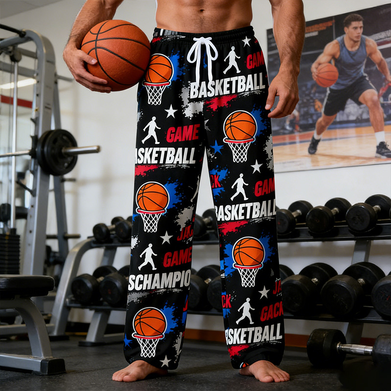 Personalized Basketball Lounge Pants with Custom Name and Sports Design for Basketball Enthusiast