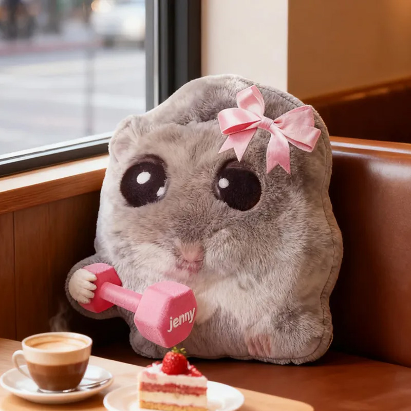 Personalized Pillow Graphic 3D Print Sad Hamster Funny Coquette Cute Gifts Graphic 3D Print for Girls Friends Custom Name Pillow Comfortable Christmas Decor for Gym Lovers