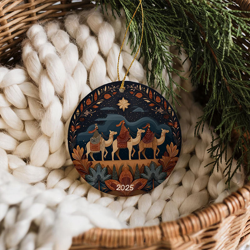 Personalized Three Wise Men Ceramic Ornament with Year Religious Gift Christmas Home Decor Gift Festival Gift